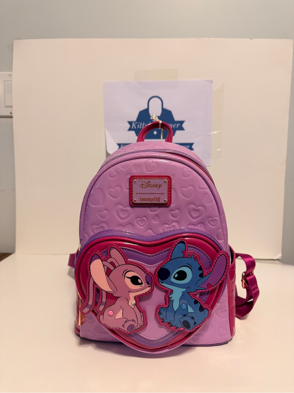 NWT Disney’s Loungefly Pink Lilo & Stitch Embossed Heart Backpack